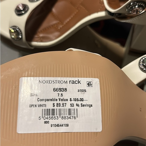 Kurt Geiger Cream Sandals with Multicolor Gem Accents - Picture 4 of 5